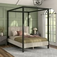 thumbnail image 3 of Furniture of America Elra Adult Queen Wood Mattress Ready Bed with Canopy Frame, Light Brown, 3 of 5