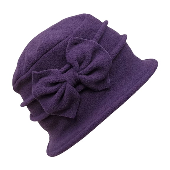 Ticikt Ladies Elegant Floral Cloche Hat, Classic Double-Layer Bucket Hat 1920s,Color:Purple