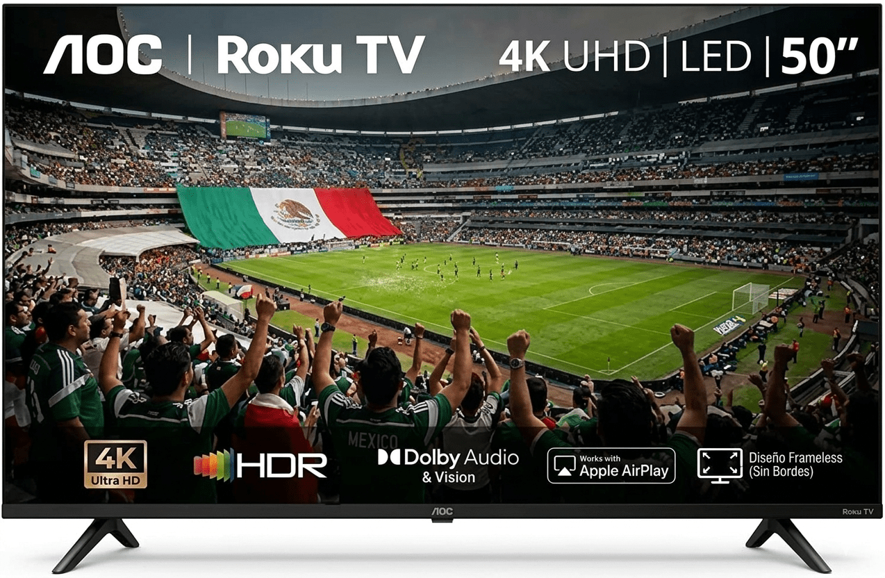 AOC Roku TV 50 Pulgadas Smart TV 4K UHD LED 50u7045 con WiFi, 3 Puertos HDMI y Compatible con Alexa