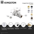 thumbnail image 4 of Kingston Brass CC44451X 5/8-Inch O.D. Comp x 1/2-Inch O.D. Comp Quarter-Turn Straight Shut-Off Valve in Polished Chrome, 4 of 5