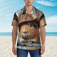 thumbnail image 2 of Rateoe Cowboy Hat Guinea Pig Pattern Men’s Hawaiian Shirt – Short Sleeve Button-Down Tropical Beach Shirt, Lightweight & Breathable Casual Aloha Shirt with Pocket,3X-Large, 2 of 7