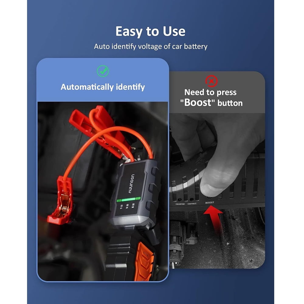 Portable Car Jump Starter for All 12V vehicles, 2000A Auto Battery Booster w/ LED flashlight/USB