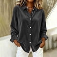 thumbnail image 2 of Edvintorg Womens Tops Dressy Casual Button Down Velvet Shirt Long Sleeve Turndown Collar Blouse Womens Fashion S-2XL Dark Gray, 2 of 8