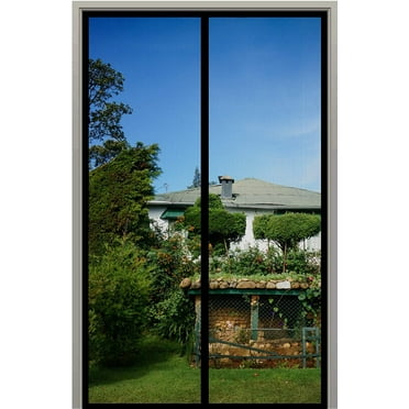 Homearda Magnetic Screen Door Fiberglass -New Upgraded -Durable Mesh Curtain with Weights in Bottom-Full Frame Magic Seal-Hands Free-Covers Door up to 36''x96''-(Screen Size is 38''x97'')-Black