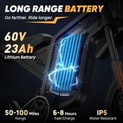 Electric Dirt Bike for Teens,Peak 2600W 38MPH Off-Road eMotorcycle,60V 23AH,up to 100 Miles,Full Suspension,14/12 Tire Mountain Bike UL2849
