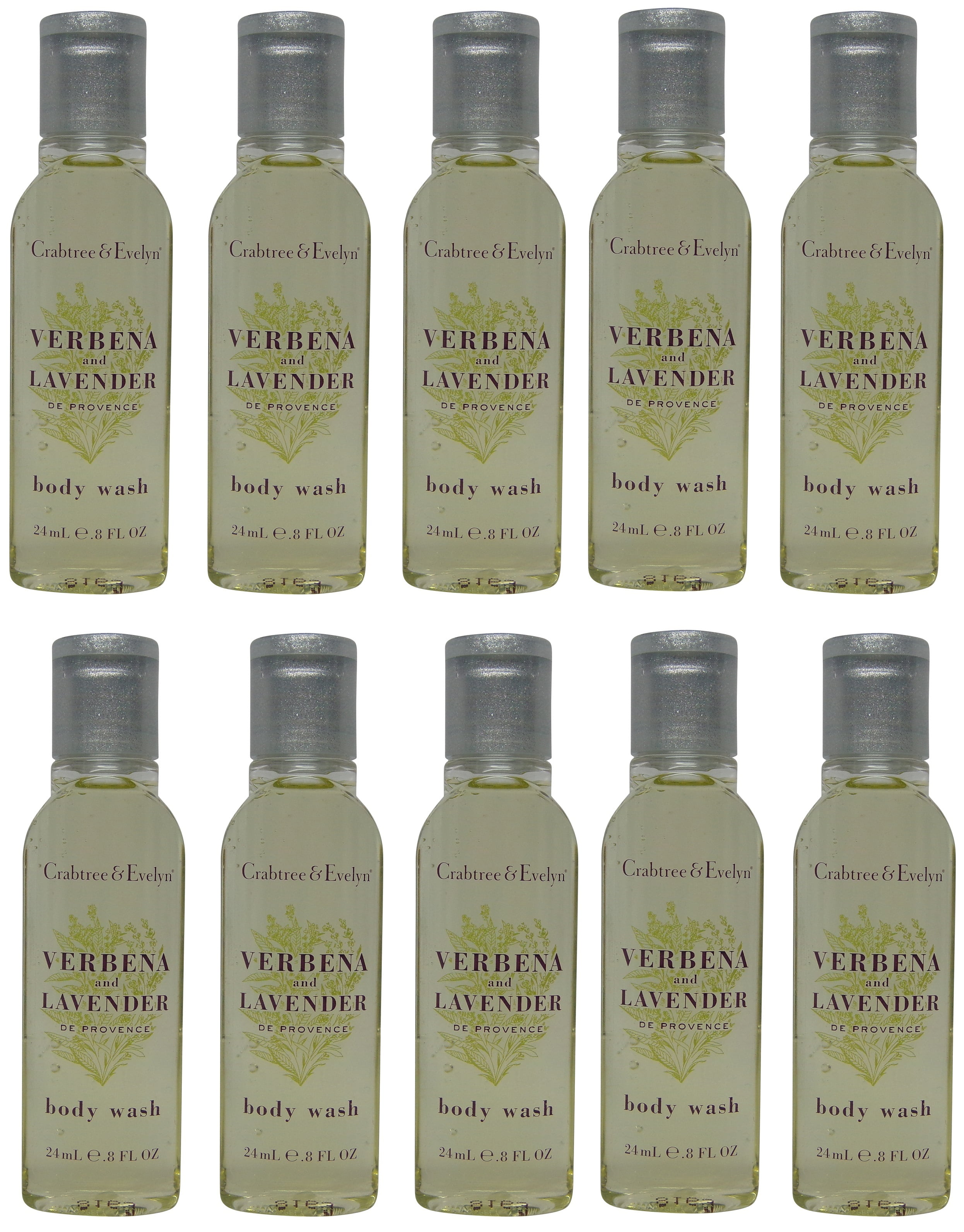 Crabtree & Evelyn Verbena & Lavender Shower Gel Lot of 10 each 0.8oz Bottles. Total of 8oz