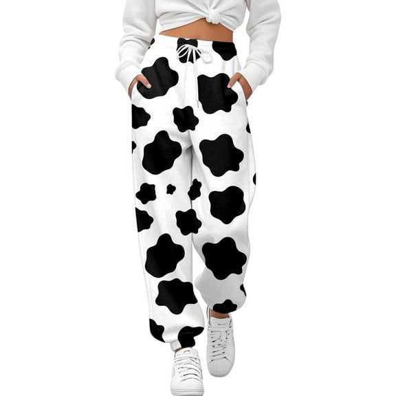 Fiaer Sweatpants Women Color Blocking Baggy Trendy Pants Plus Size Loose Fit Comfy Casual Funny Graphic Pocket Trousers White XL