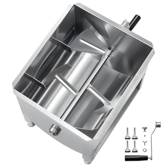 KFFKFF Manual Meat Mixer, 80L Capacity Meat Processing Equipment (Mixes Up to 80 lbs of Meat), Stainless Steel Mixer for Sausage Making, Hand-Operated Meat Mixer with Lid, Handle, and Gear Reducer