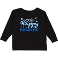 thumbnail image 3 of Inktastic Happy Holidays Blue Snowflakes Boys or Girls Long Sleeve Toddler T-Shirt, 3 of 5