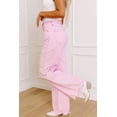 thumbnail image 3 of Women's Pink Acid Wash Jeans – High Waist Shift Denim with Raw Hem, Casual Daily Wear, 16, 3 of 5