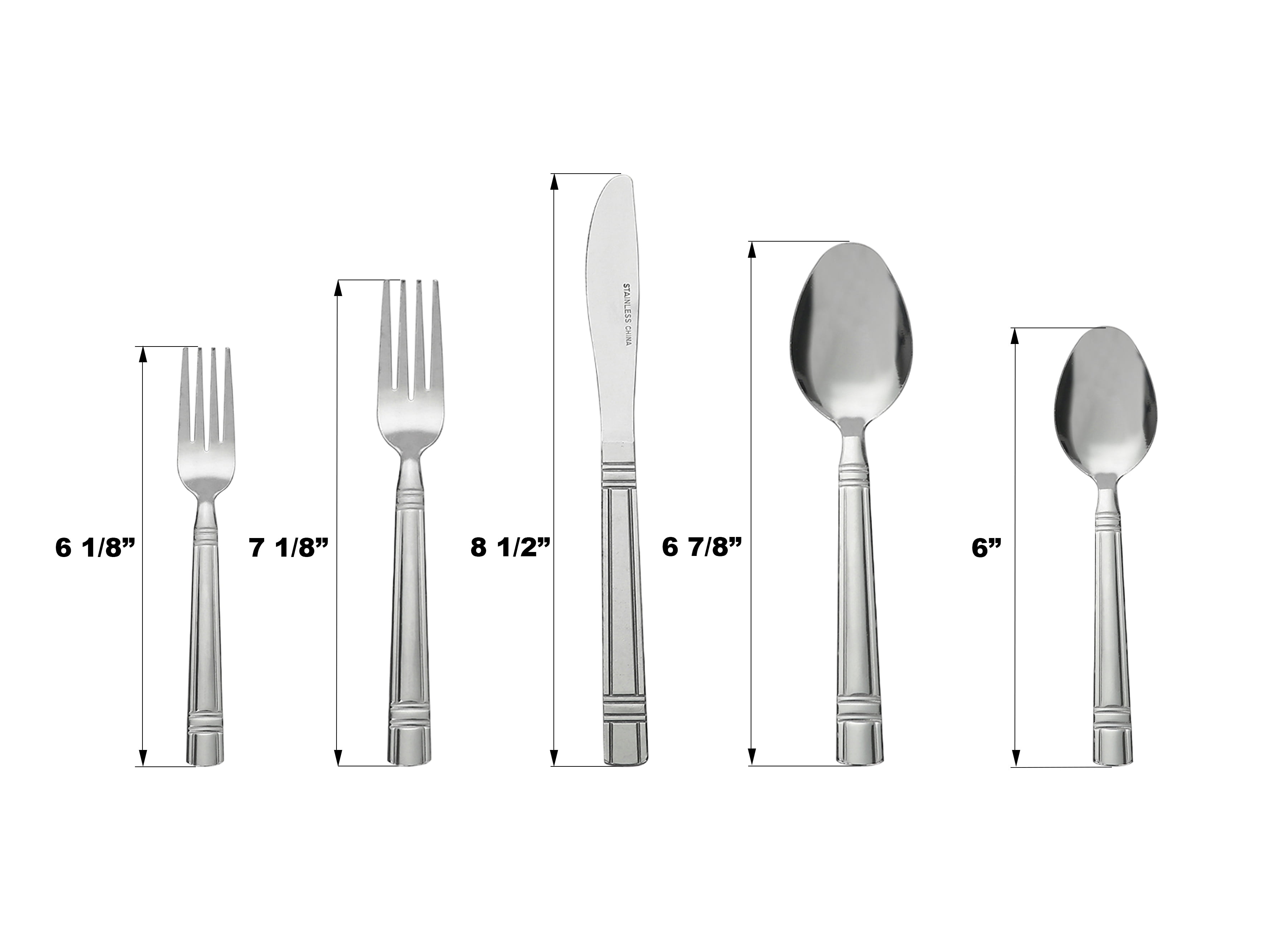 Mainstays 49 Piece Elena Adult Stainless Steel Flatware and Organizer Tray Value Set Silver, Service for 8