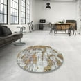 thumbnail image 4 of Ahgly Company Machine Washable Indoor Square Abstract Dark Almond Brown Area Rugs, 7' Square, 4 of 7