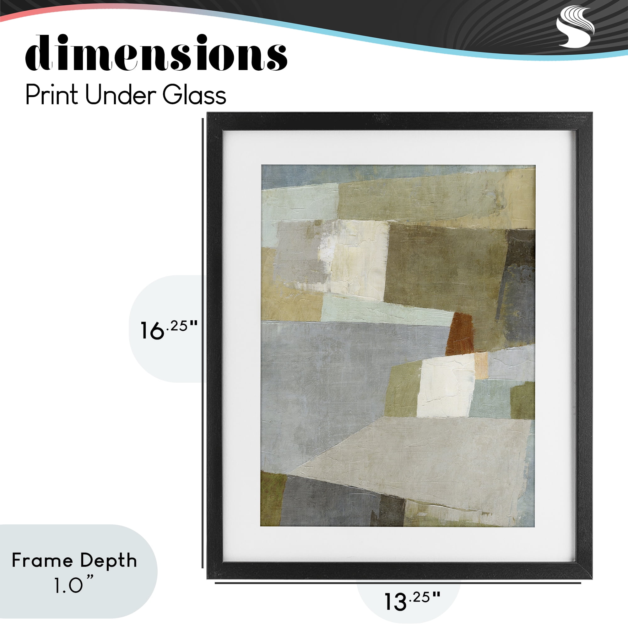 Stupell Industries Causeway Neutral Geometrics Black Framed Print Under Glass, design by Suzanne Nicoll