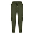 thumbnail image 4 of DJDLJWCJ Mens Cargo Pants Stretch Straight Leg Elastic Waist Pants Multi-Pocket Solid Winter Outdoor Hiking Pants Army Green S, 4 of 6