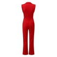 thumbnail image 4 of Riforla Ladies Button V-Neck Sleeveless Solid Color Jumpsuit Professional Wear Women Jumpsuits for Women Red XXL, 4 of 5