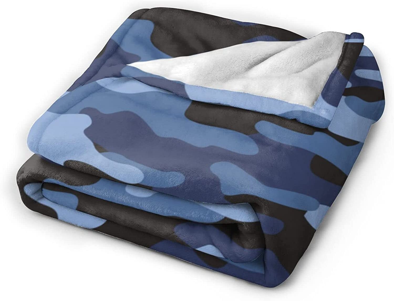 Navy Camouflage Throw Blanket Ultra Soft Warm All Season Military Camo Decorative Fleece Blankets for Bed Chair Car Sofa Couch Bedroom 50"X40"