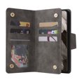 thumbnail image 2 of Allytech Google Pixel 8 Wallet Case with Zipper Pocket, Luxury PU Leather Flip Cover with Card Slots & Wrist Strap, Shockproof Kickstand Magnetic Buckle Protective Case for Women Men, Gray, 2 of 15