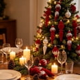 thumbnail image 6 of 6-Piece Flocked Red Finial Drop Christmas Ornaments, Velvet Teardrop Baubles with Rich Plush Texture, Hanging Tree Decor for Warm Holiday Displays, 6 of 7