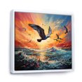 thumbnail image 2 of Designart "Seagull Seagull Euphony Pointillism" Animals Floater Framed Wall Art Print, 2 of 7