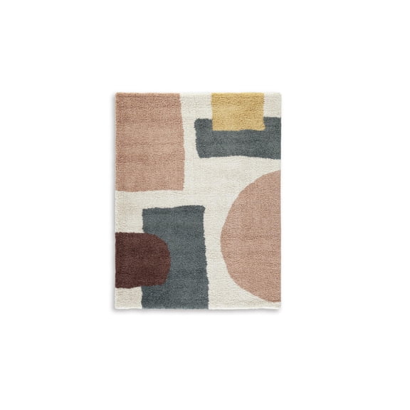 Signature Design by Ashley Flynnwick 8' x 10' Shag Area Rug, Cream, Pink, Gray Geometric