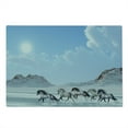 thumbnail image 2 of Horses Cutting Board, Herd of Wild Noble Horses Run in the Snows of a Fresh Winter Day Glorious Picture, Decorative Tempered Glass Cutting and Serving Board, Large Size, Blue White, by Ambesonne, 2 of 5