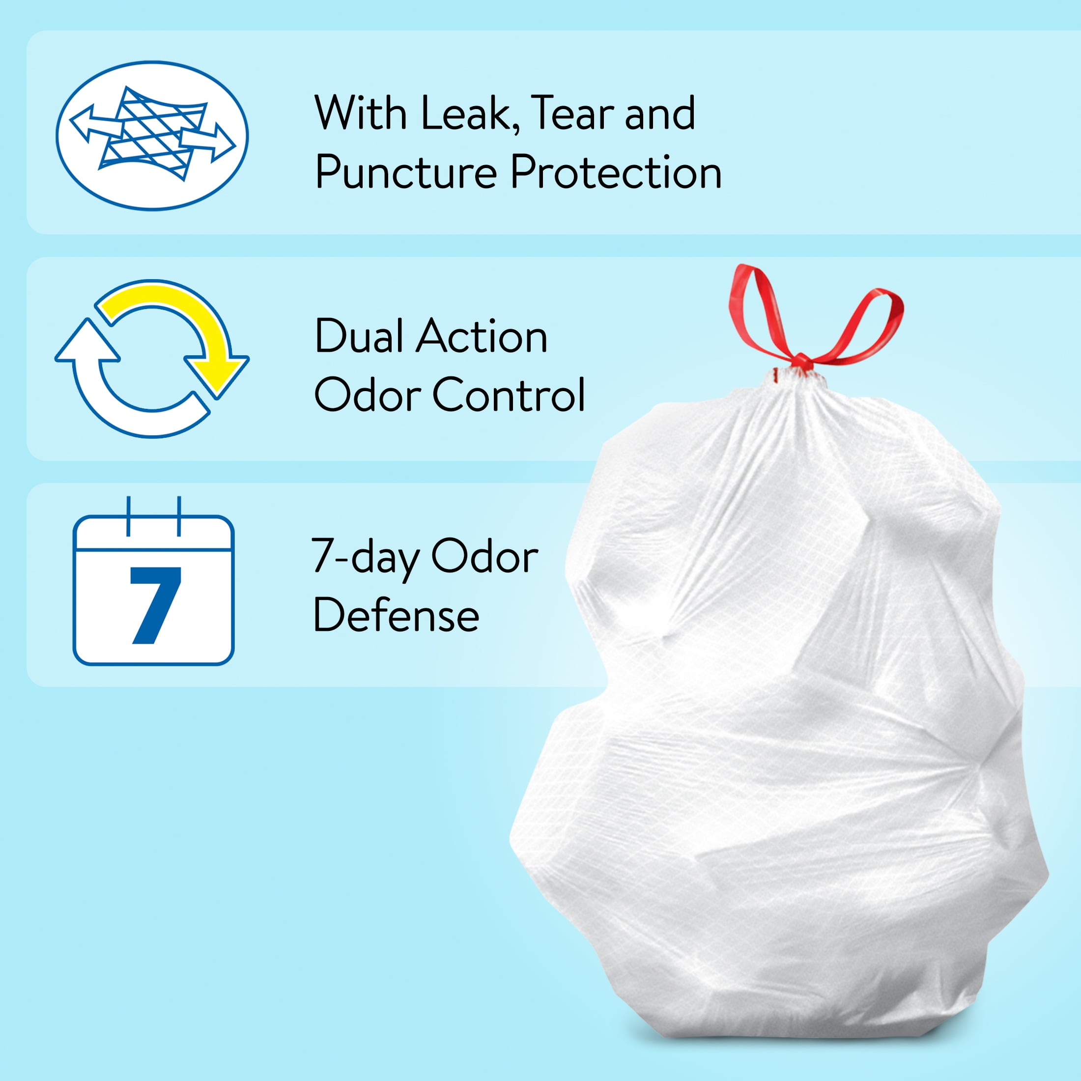 Great Value Strong Flex 13-Gallon Drawstring Tall Kitchen Trash Bags, Fresh  Scent, 120 Bags