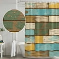 thumbnail image 4 of Brown Blue Vintage Shower Curtain Set - Long 72" x 84" Washable Bathtub Curtain with 12 Hooks, Retro Farmhouse Elegant Pastoral Waterproof Fabric Stall Shower Curtains for Bathroom/Bathtub Décor, 4 of 6