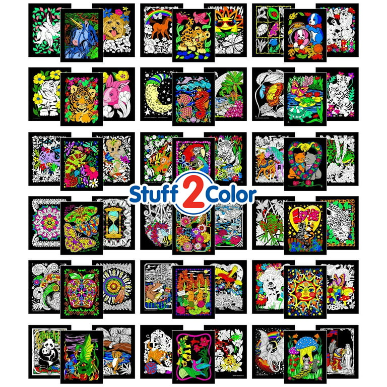 Stuff2Color Wall Poster 5 Pack - Giant 22 x 32.5 inch Line Art Coloring Posters