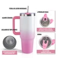 thumbnail image 2 of Credrink Vaso Térmico de Acero Inoxidable de 40oz con Aislamiento al Vacío de Triple Capa, con Pajita, Asa y Correa para el Hombro - Degradado Blanco Rosa, A Prueba de Fugas, Libre de BPA, 2 of 5