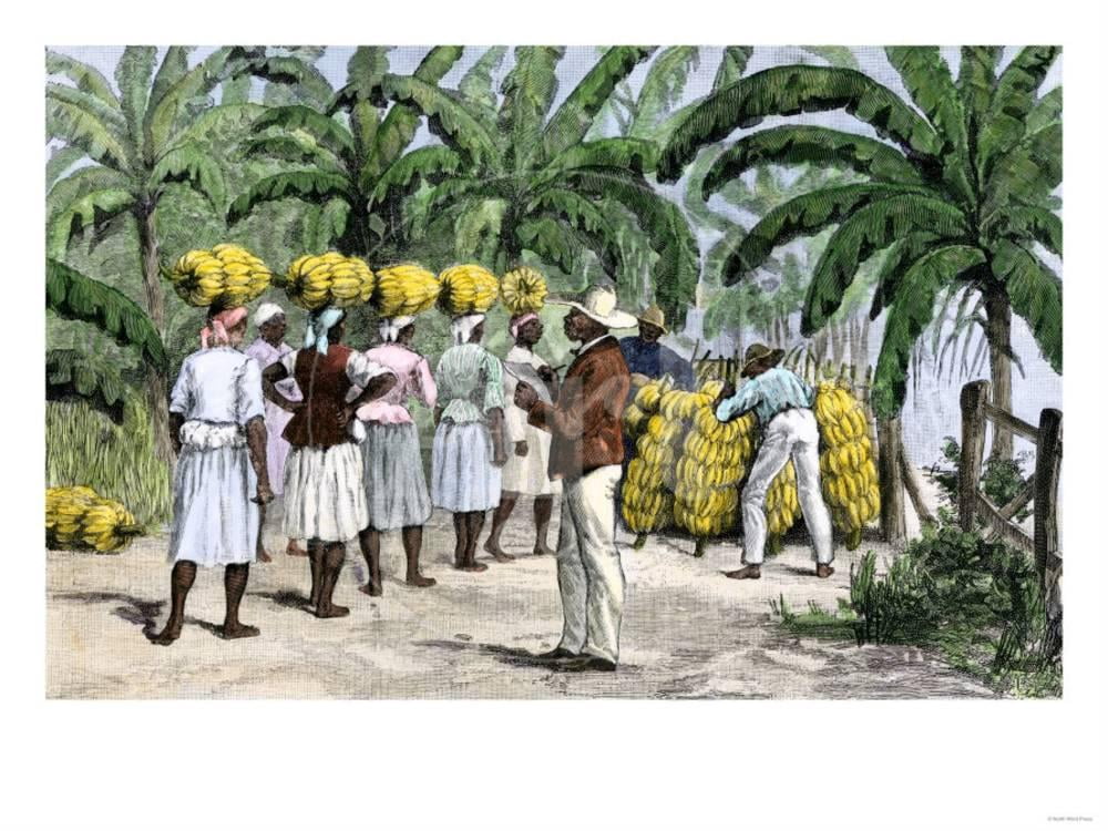 Jamaican Women Carrying Bananas to a Seaport, 1800s, World Culture
