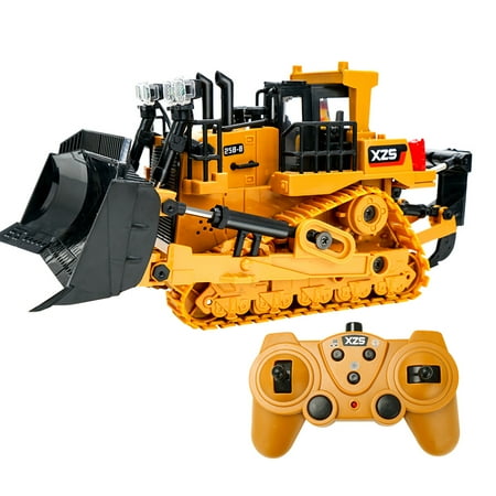 

Meterk 1:24 2.4G 9CH RC Bulldozer RC Tractor Truck Construction Engineering Vehicles with One Key Demonstration LED Light Simulation Sound Function Educational Toys for Kids