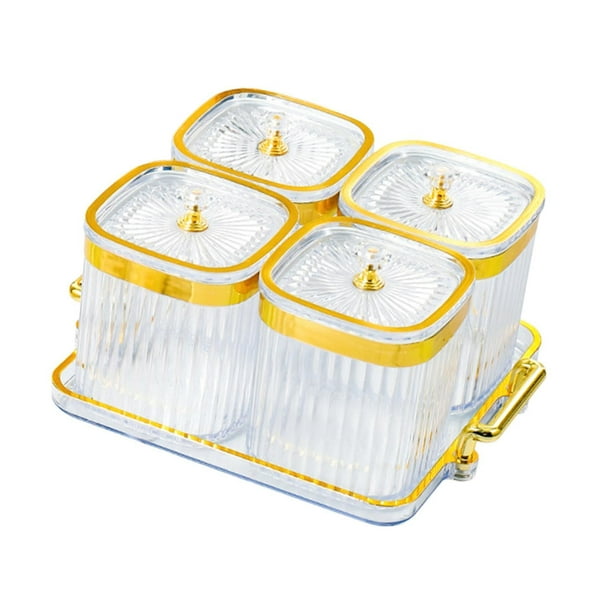 Plato de frutos secos, bandeja dividida para servir, plato multiusos de lujo para aperitivos transparente