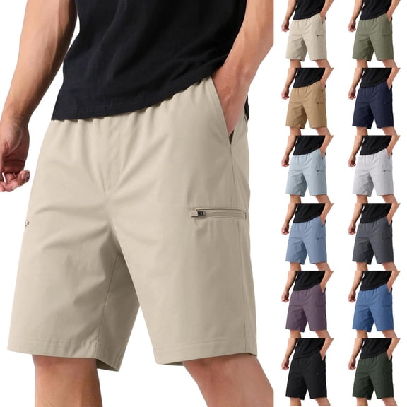 VV AVEORS Mens Stretch Golf Shorts With Zipper Pockets Lightweight Dress Casual Outdoor Hiking Long Bermuda Work Shorts Black S