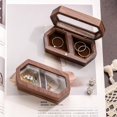 thumbnail image 3 of Casegrace Transparent Lid Wooden Jewelry Box Wedding Rings Jewelry Display Case Dual Compartments Storage Organizer Velvet Lining Jewellery Box, 3 of 7