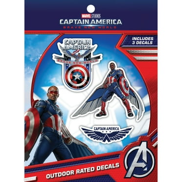 Captain America: Brave New World Decals - Set of 3 Stickers for Truck Water Bottle Bike Helmet Laptop Skateboard - Outdoor Rated Water Resistant Vinyl Decals