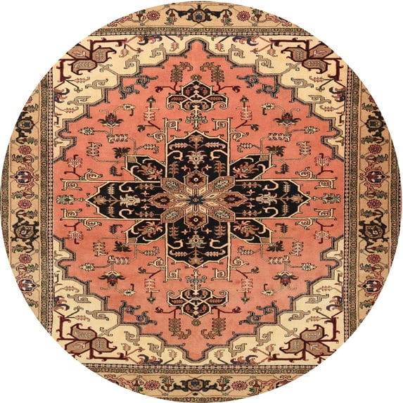 Ahgly Company Indoor Round Traditional Dark Sienna Brown Persian Area Rugs, 4' Round