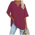 thumbnail image 2 of T Shirts For Women Womens Tops Oversize T Shirt Print Short Sleeve Round Neck Vintage V Neck Tops Casual Basic Summer Tee Shirts Blouse, 2 of 5