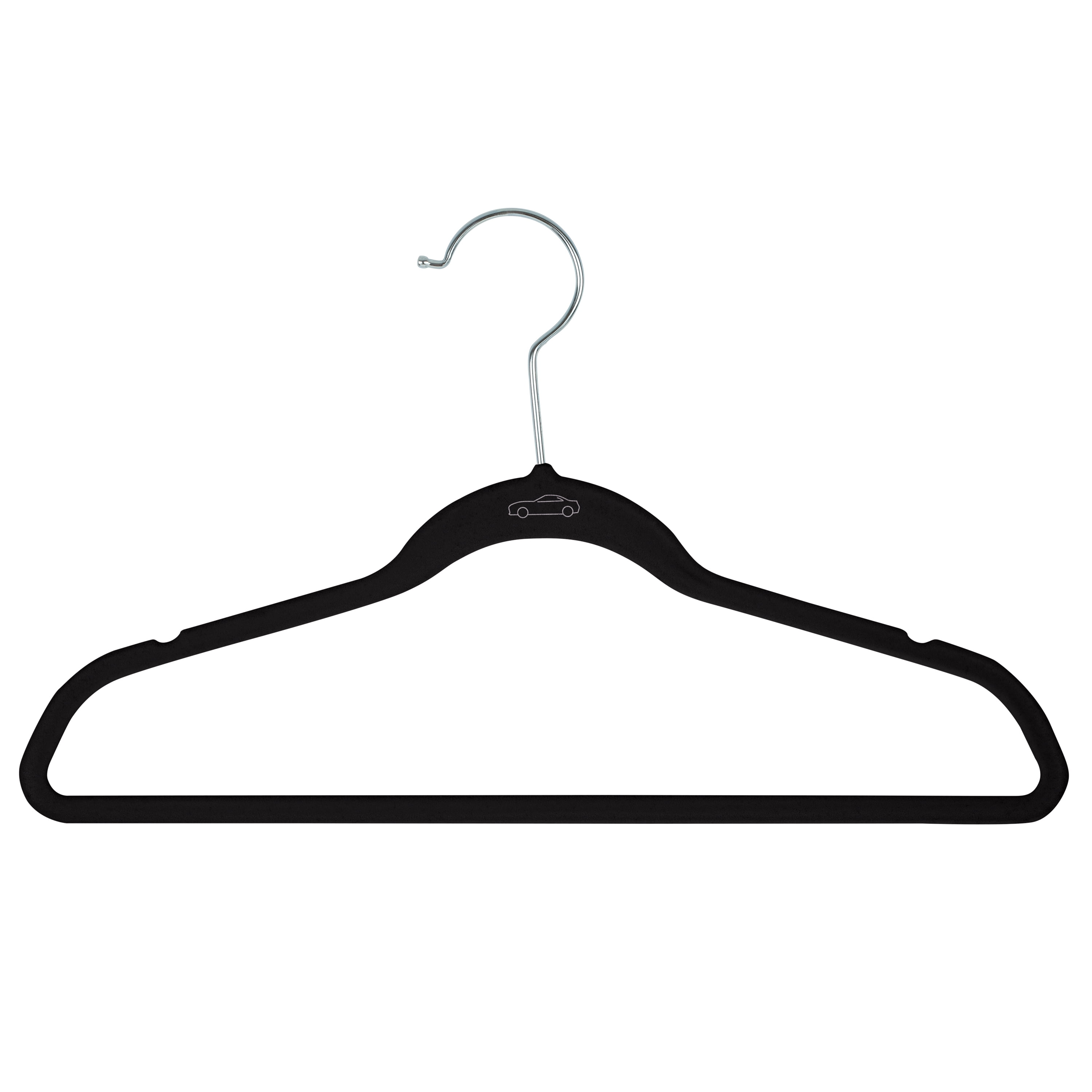 Simplify Kids 200 Pack Velvet Shirt Hanger with Race Car Icon in Black