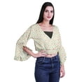 thumbnail image 3 of Moomaya Printed Womens Crop Top Wrap Style Top Wear Ruffle Long Sleeve Casual Summer Blouse, 3 of 6