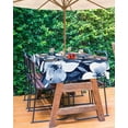 thumbnail image 3 of Fsddascl Navy Blue Spring Floral Outdoor Tablecloth - 60x120 Inch Rectangle Dining Table Cover, Summer Flowers Abstract Art Waterproof Outdoor Table Cloth with Umbrella Hole & Zipper for Patio, 3 of 7