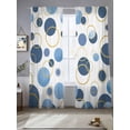 thumbnail image 2 of Blue Polka Dots Sheer Curtains 96 Inch Length 2 Panels Set - Light Filtering Window Treatments, Modern Abstract Art Rod Pocket Semi Curtains for Living Room/Bedroom/Kitchen Décor, 104"W x 96"L, 2 of 7