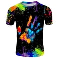 thumbnail image 2 of Kcodviy Chemise d'Été Imprimée Flamme pour Hommes, Chemise Boutonnée Imprimée avec Col Rond Bleu, Chemise Habillée pour Hommes, Manches Courtes, Chemise Décontractée à Col 3D, Blouse Courte pour Hommes, 2 of 3