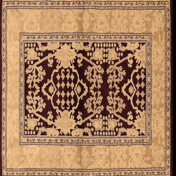 Ahgly Company Indoor Square Oriental Brown Industrial Area Rugs, 4' Square