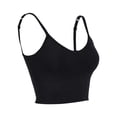 thumbnail image 3 of Gustave Women Cami Bras Seamless Padded Yoga Bralettes Wirefree Workout Sports Bra Comfort Camisole Spaghetti Strap Crop Tops "Black", 3 of 10