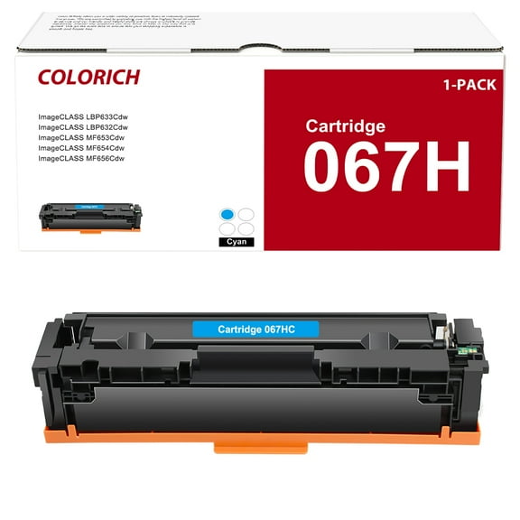 1-Pack 067H Toner Cartridge Compatible for Canon 067H 067 CRG 067H ImageCLASS MF656Cdw MF654Cdw MF653Cdw LBP633Cdw LBP632Cdw Printer High Yield Cyan