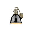 thumbnail image 1 of Golden Lighting 3602-1W AB-BK 1-Light Wall Sconce with Black Shade, 1 of 1