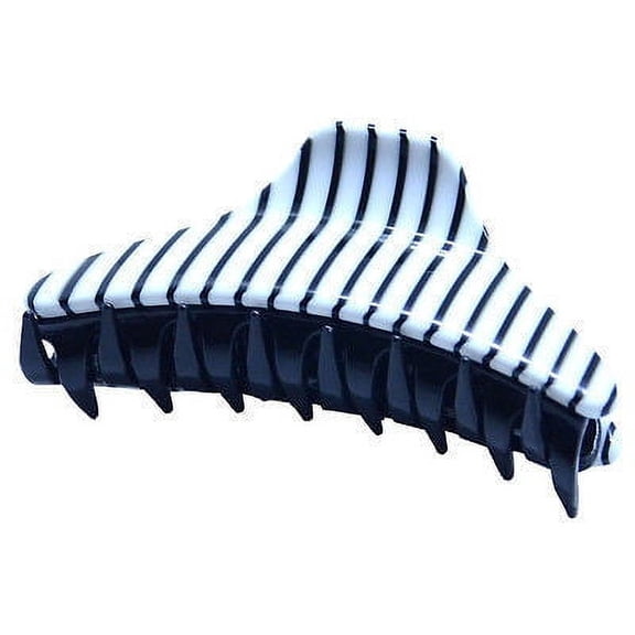 French Amie Narrow Captain Small Handmade Black and White Stripe Jaw Hair Claw
