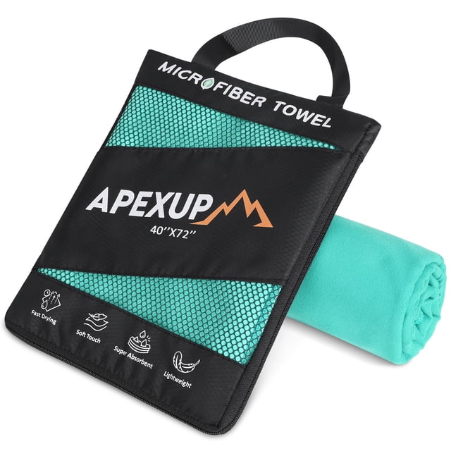 Toalla de viaje de microfibra APEXUP, 183 x 102 cm, de secado rápido, color menta