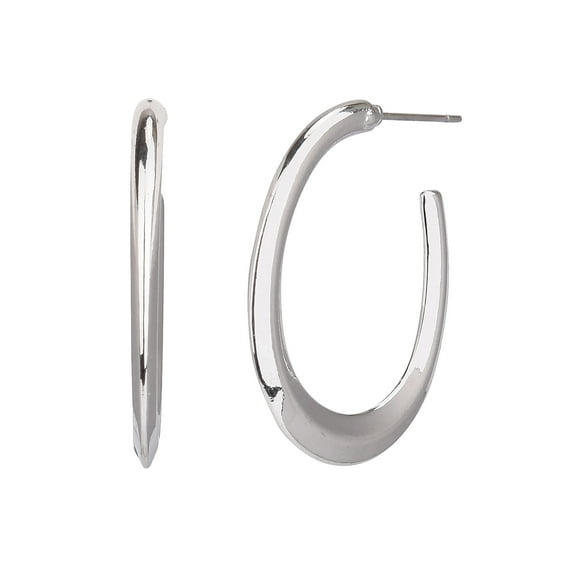 Time and Tru Adult Women's Silver Tone Post Metal Hoop Earring