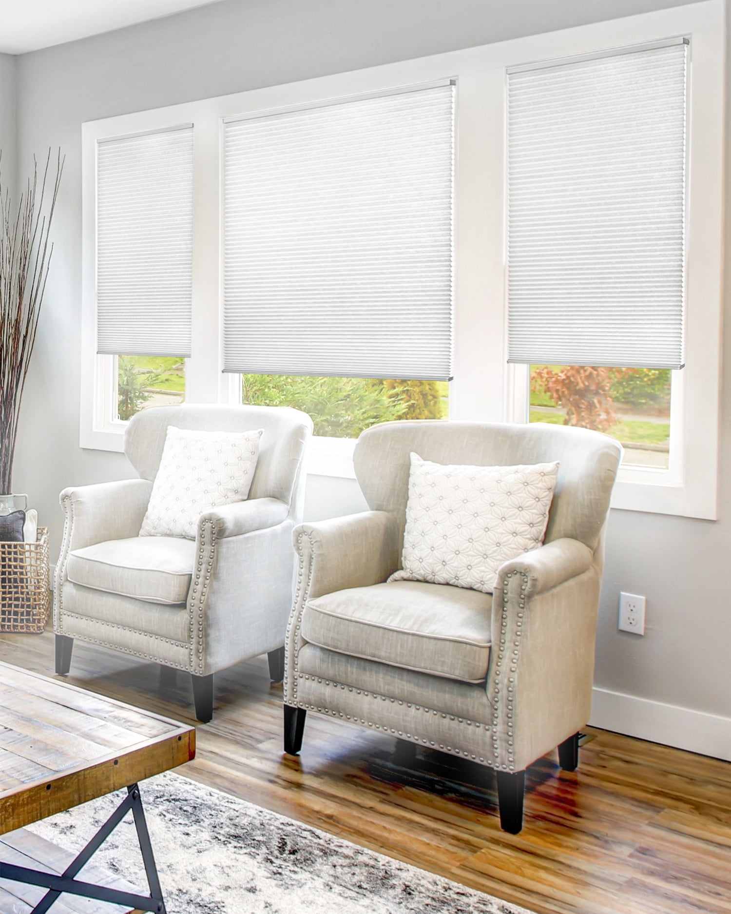 Chicology Cordless Cellular Shade Light Filtering, Light Grey 29.75"W x 48"H